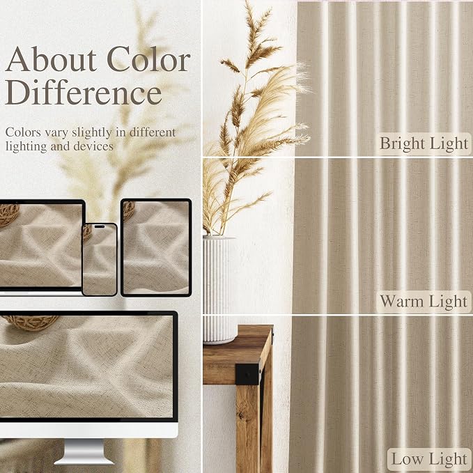 Nanspring Taupe Burlywood Curtains 96 Inches Long - Image 3