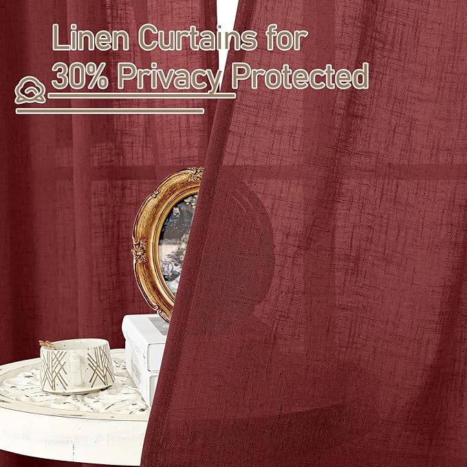 LAMIT 90 inch Red Linen Curtains - Image 6