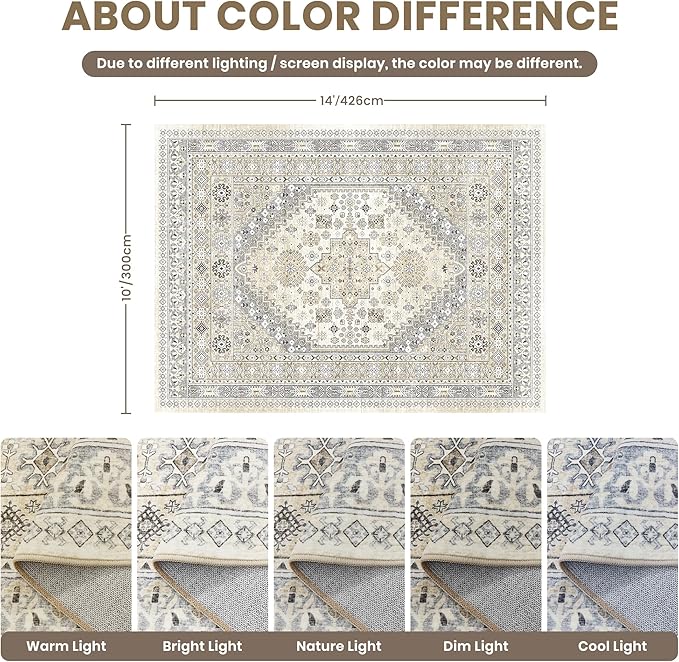zesthome 10x14 Area Rugs, Stain Resistant Washable Rug, Ultra-Thin Rugs - Image 2