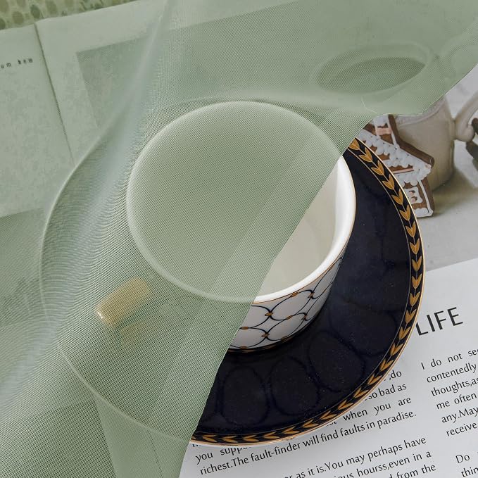 Simplebrand Sage Green Sheer Curtains 90 Inches Long 2 Panels, Light Filtering - Image 6