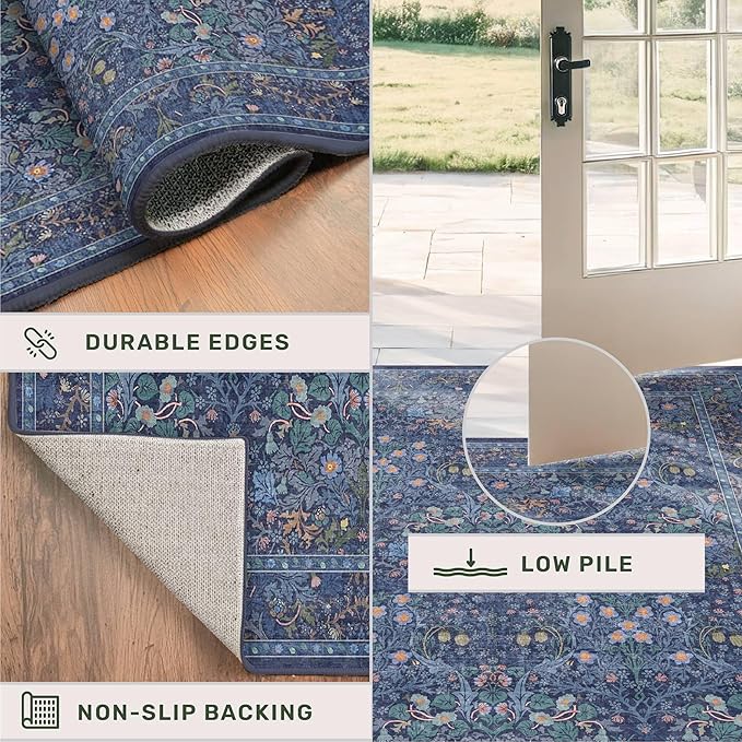 Vintage Dark Blue 3x6 Area Rugs - Image 5