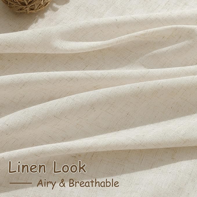 Birch Beige Linen Curtains for Living Room 126 Inches Long Light Filtering Semi - Image 4