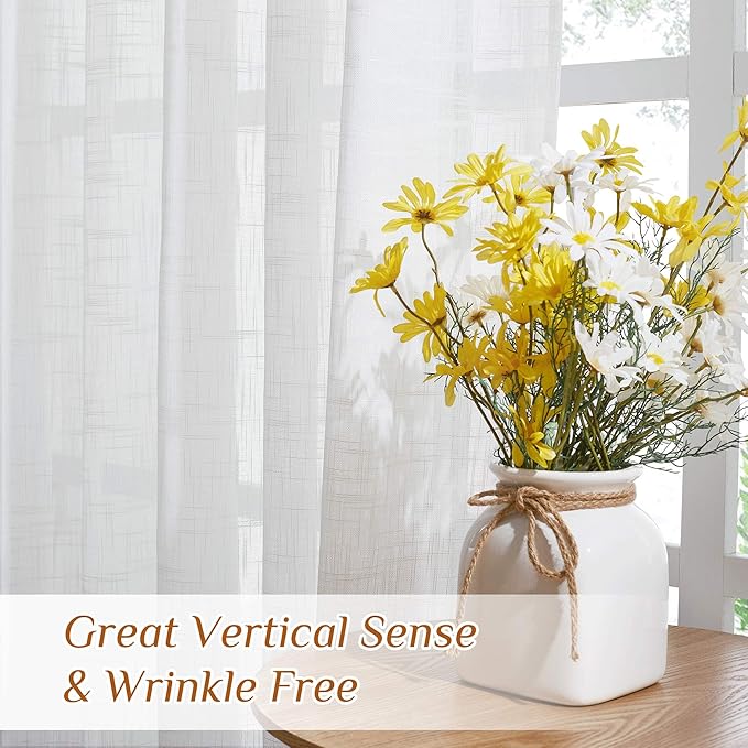 NICETOWN Semi Sheer Curtains 84 inches Length, Rod Pocket & Back Tab Linen - Image 4
