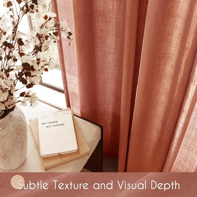 90 inch Linen Terracotta Curtains 2 Panels - Image 4