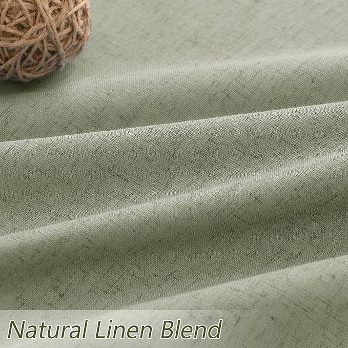 Sage Green 100% Blackout Linen Curtains 95 Inch Length 2 Panels Set - Image 5