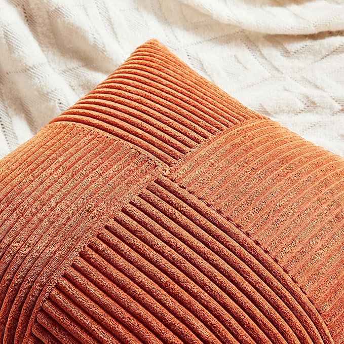 Fancy Homi Set of 2 Burnt Orange Lumbar Decorative Throw Pillow Covers 16x32 - Image 3