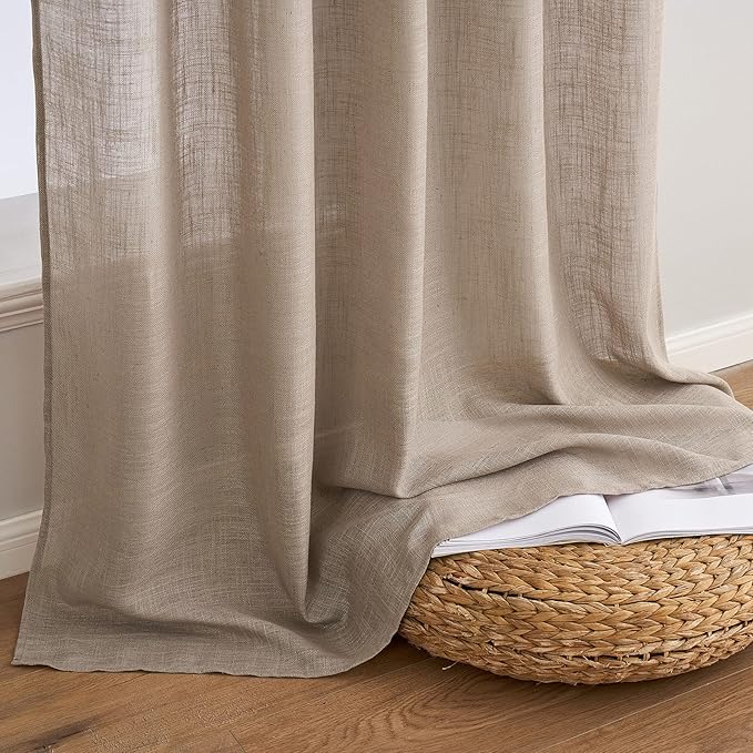 MIULEE Taupe Linen Curtains 63 Inch Length 2 Panels - Image 7