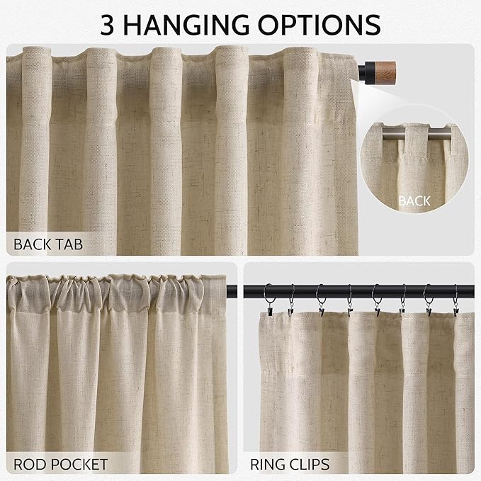 Nanspring Taupe Burlywood Curtains 72 Inches Long - Image 2