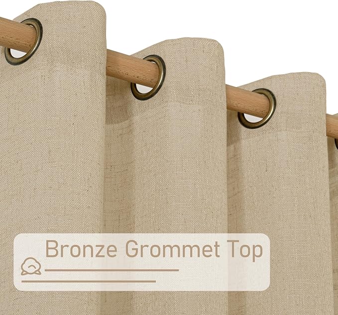 LAMIT Kitchen Linen Curtains 40 Inch Length, Soft Thick Light Filtering Bronze - Image 3