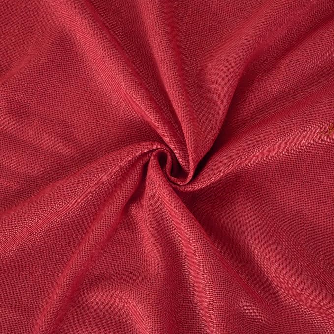 BGment Red Linen Semi Sheer Curtains - Image 9