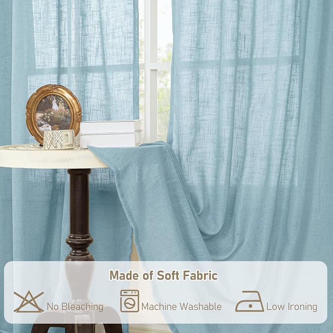 LAMIT Short Linen Curtains 30 Inch Length - Image 8