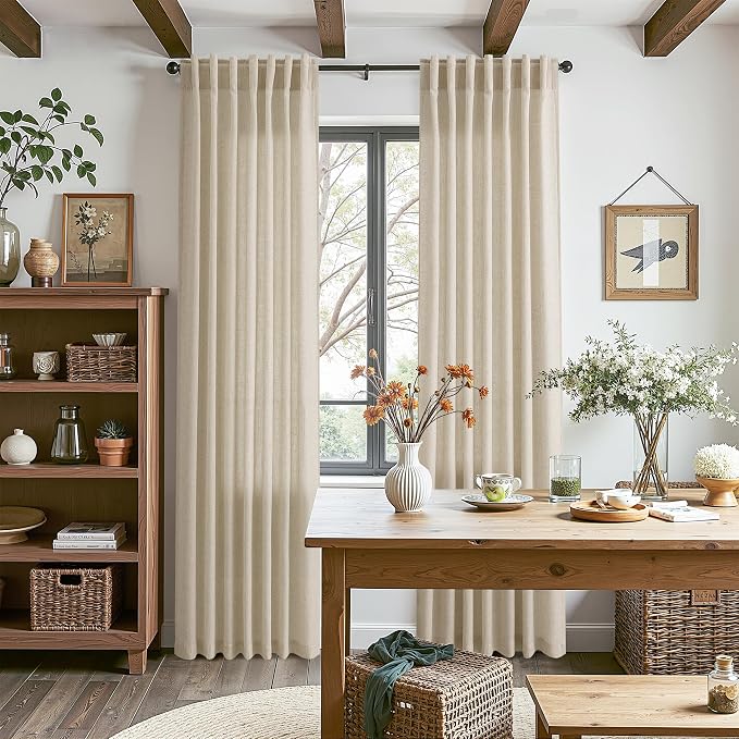 Nanspring Eggshell Beige Linen Curtains 84 Inches Long - Image 8