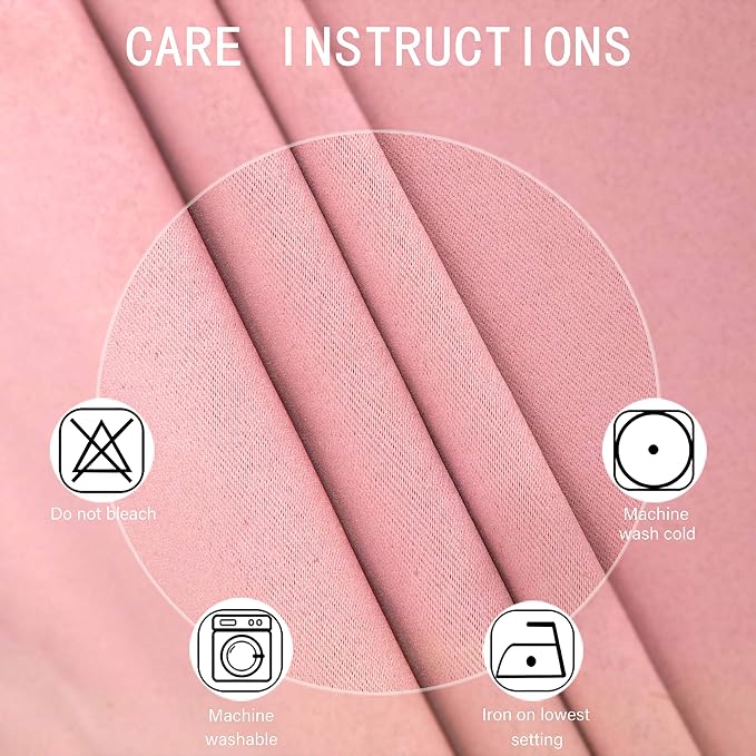 LEMOMO Blackout Curtains 42 x 95 inch/Pink Curtains Set of 2 Panels/Thermal - Image 4