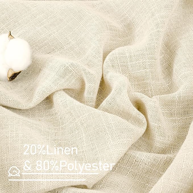 LAMIT Beige Linen Curtains 60 Inch Length - Image 3
