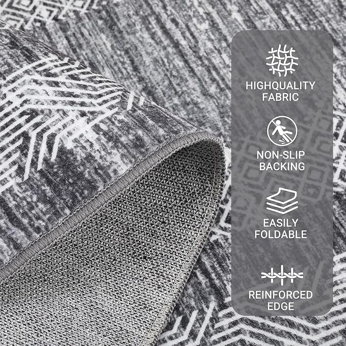 GarveeHome 9x12 Large Modern Gray Area Rug Distressed Bordered Rug Soft Non - Image 3