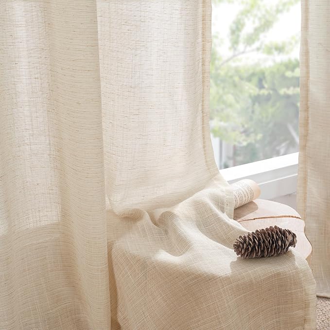 BGment Burlap Linen Farmhouse Kitchen Curtains 36 Inch Length - Image 8