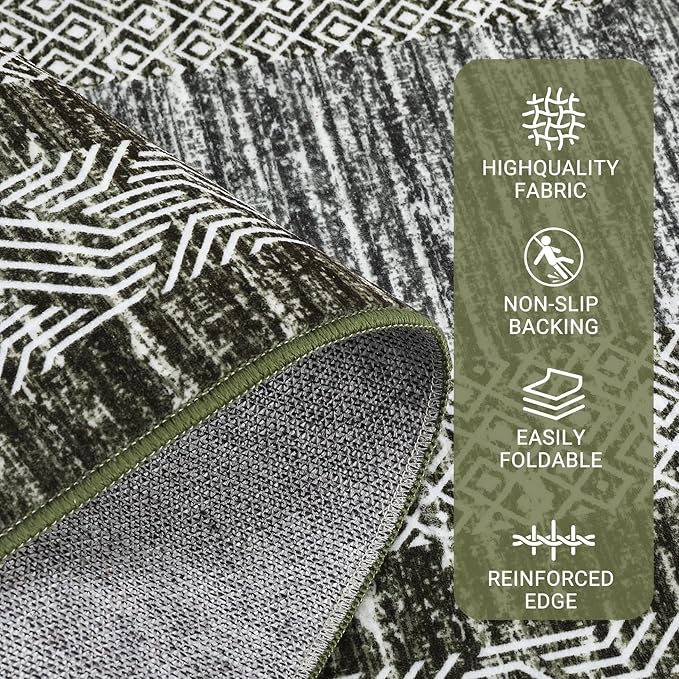 Washable 2.5x10 Kitchen Runner Rug, Easy Clean Geometri Rugs - Image 4