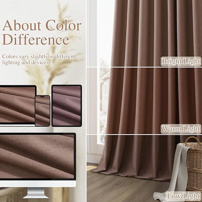 Guken 100% Blackout Curtains 120 Inch Length 2 Panels Set - Image 7