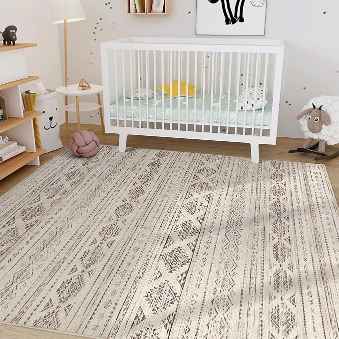 Nakagishi 8x10 Area Rugs Living Room: Washable Boho Large Neutral Soft - Image 8