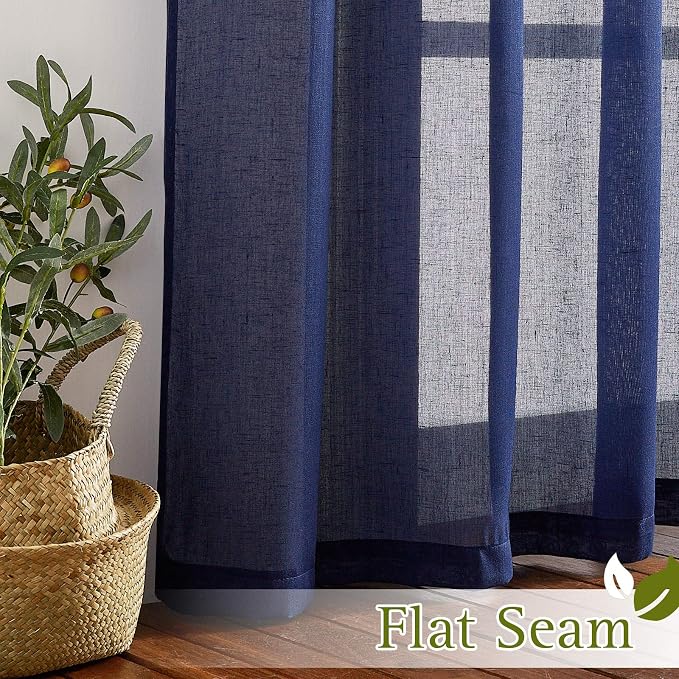 NICETOWN Natural Open Linen Weave Flax Textured Sheer Window Curtains, Medium - Image 6