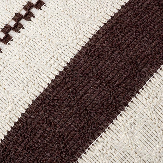 Fancy Homi Set of 1 Boho Brown Decorative Throw Pillow Cover 22x22 Inch - Image 4