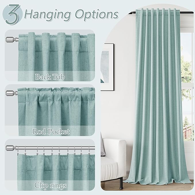 Guken 100% Blackout Linen Curtains 120 Inch Length 2 Panels Set - Image 6