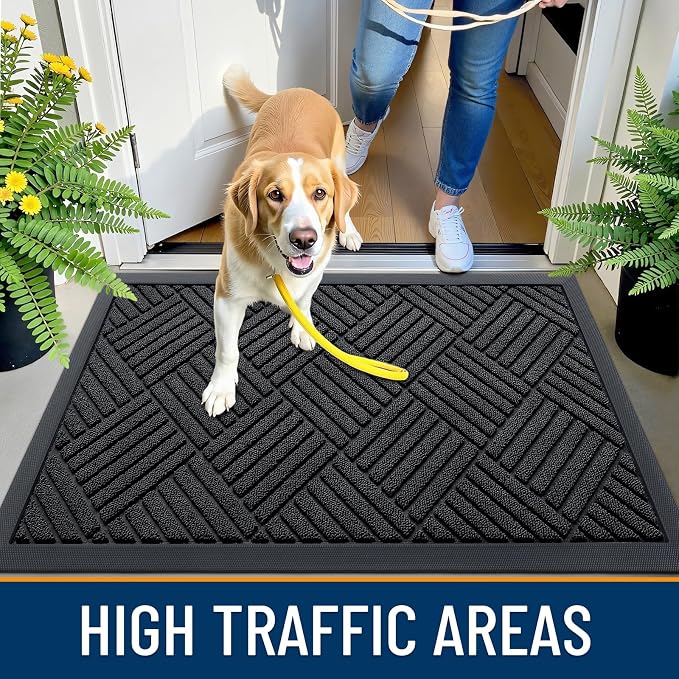 OLANLY Front Door Mat Outside Entrance 59x34, Heavy Duty Sturdy Natural Rubber - Image 5
