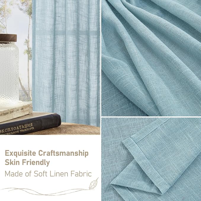 LAMIT Stone Blue 72 inch Linen Curtains - Image 6