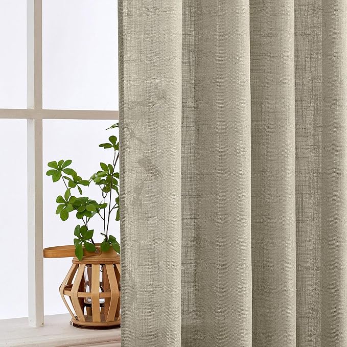 MIULEE Oatmeal Linen Curtains 84 Inch Length 2 Panels - Image 5