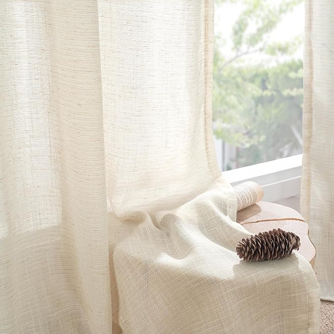 BGment Extra Long Beige Linen Curtains 96 Inch Length - Image 7