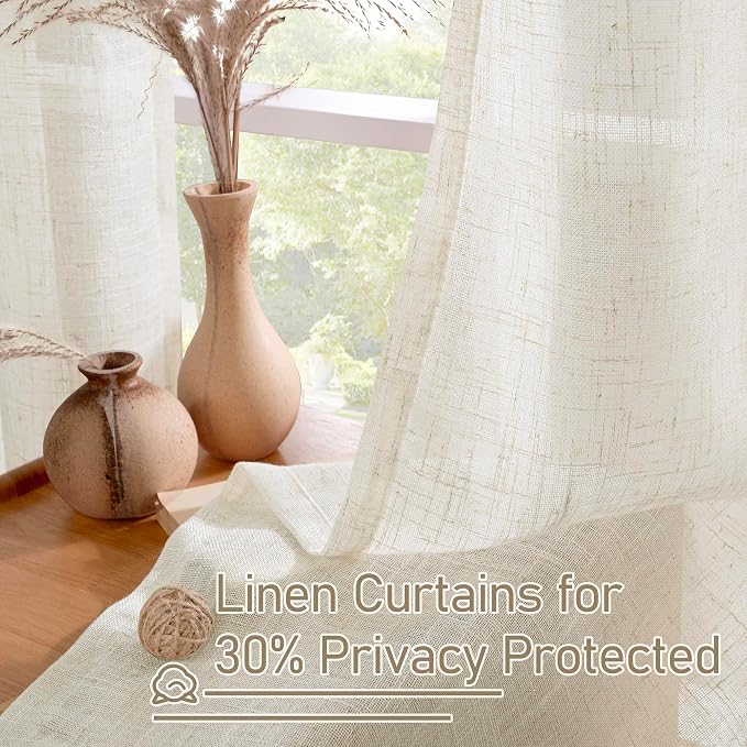 LAMIT Short Linen Sheer Curtains 54 inch Length - Image 5