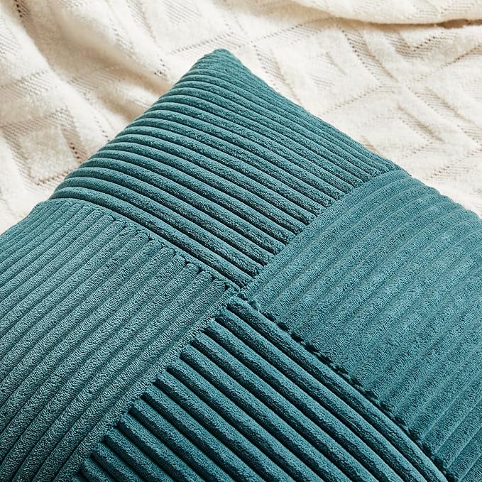 Fancy Homi 2 Packs Teal Long Lumbar Decorative Throw Pillow Covers 16x24 Inch - Image 3