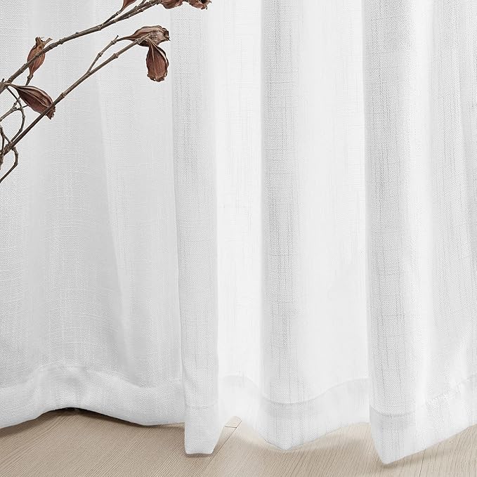 MYSKY HOME Short Curtains for Bedroom Small Windows, Light Filtering Sheer - Image 5