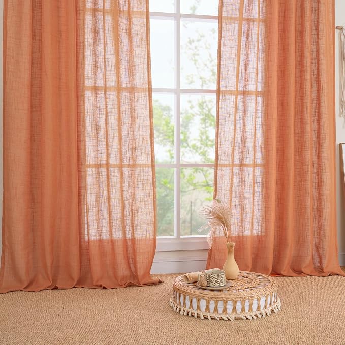 LAMIT Burnt Orange Linen Curtains - Image 9