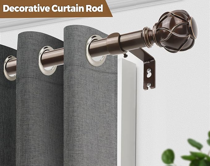 KAMANINA Single Curtain Rod 32 to 58 Inch, 7/8 Inch Antique Bronze Adjustable - Image 5
