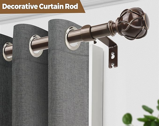 KAMANINA 2 Pack Curtain Rods for Windows 48 to 84 Inch, Antique Bronze Heavy - Image 5
