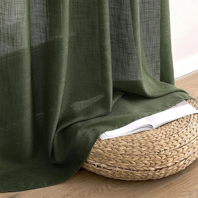 MIULEE Olive Green Linen Curtains 72 Inch Length - Image 7