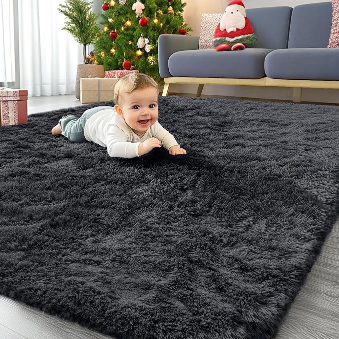 OLANLY 4x7 Area Rugs for Living Room Bedroom, Machine Washable Soft Fluffy by OLANLY