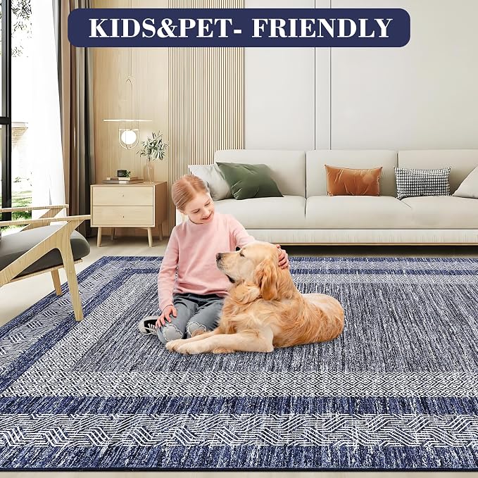 GarveeHome 2x6 Modern Bordered Runner Rug Soft Non Slip Runner Washable Non - Image 6