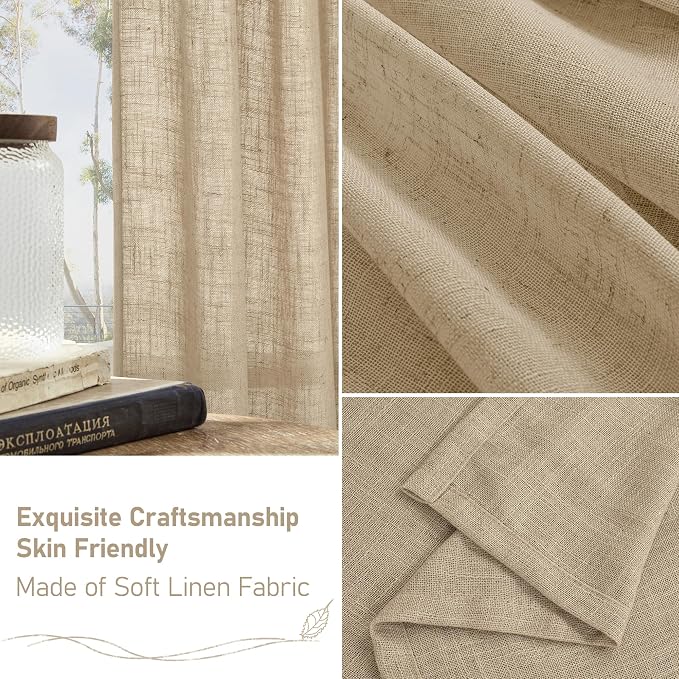 LAMIT Light Filtering Linen Curtains 78 inch - Image 6