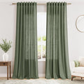 Olive Green Linen Curtains 96 Inches Long by Nanspring
