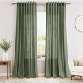 Extended Curtain Olive Green Linen Sheer Curtains by Nanspring