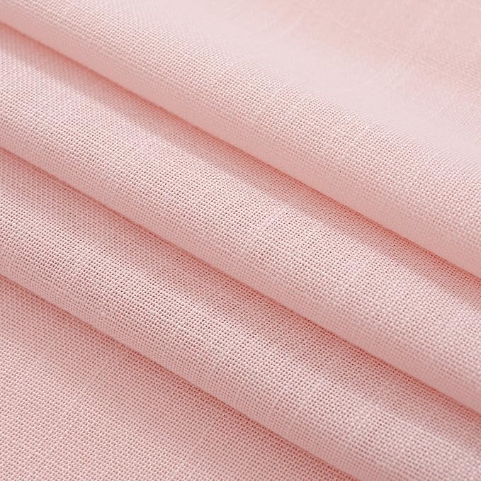 Pink Linen Curtains 90 Inch Long Back Tab Rod Pocket Window Treatment Curtain - Image 7