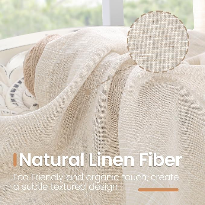 BGment Linen Curtains 84 Inch Length - Image 3