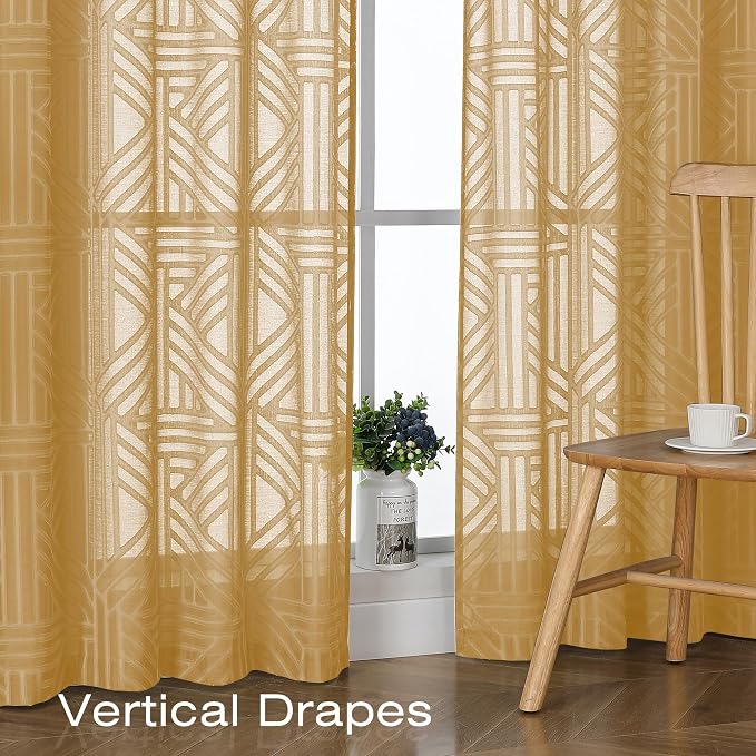 Simplebrand Gold Sheer Curtains 72 Inch Length 2 Panels - Image 5