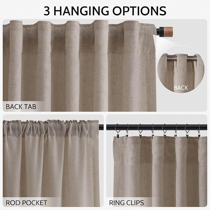 Nanspring Ecru Curtains 102 Inches Long - Image 2