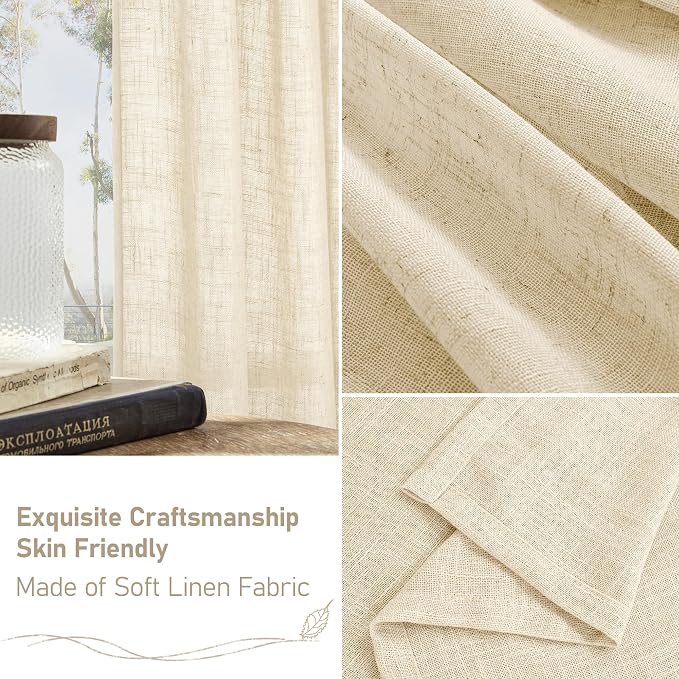 LAMIT Beige Linen Curtains 54 Inches Long - Image 5