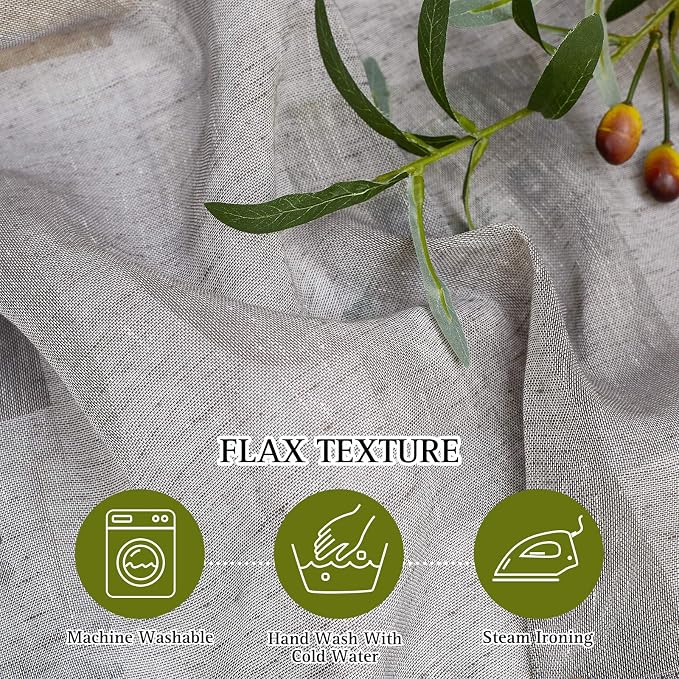 NICETOWN Faux Flax Linen Sheer Curtains 96 inch Long, Grommet Rustic Flax Semi - Image 4
