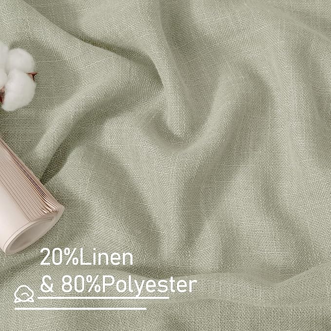 LAMIT Sage Grey Sheer Linen Curtains 54 Inch Length - Image 3