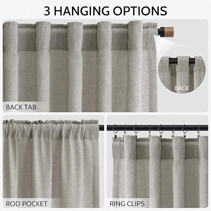 Silver Grey Linen Curtains 72 Inch Length - Image 2